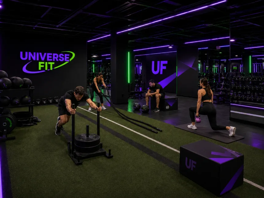 Zona funcional con trineo, cuerdas y entrenamiento de fuerza
